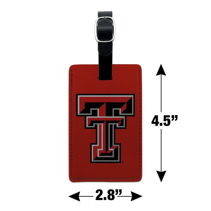 Texas Tech University Raiders Logo Rectangle Leather Luggage Card ID Tag