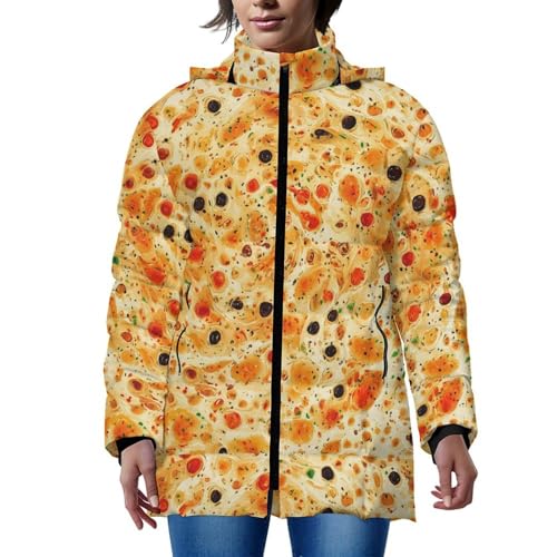 Burrito Tortilla Pattern Women's Lightweight Full-Zip Puffer Jacket with Hood Quilted Winter Coat 2XL
