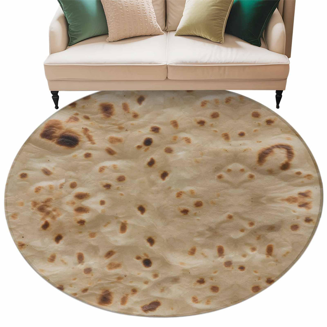 Tortilla Round Rug 5 Ft Circle Area Rugs Washable Non Slip Indoor Floor Mats Carpet for Living Room Bedroom Dining Room