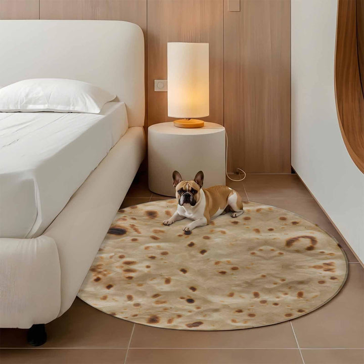 Tortilla Round Rug 5 Ft Circle Area Rugs Washable Non Slip Indoor Floor Mats Carpet for Living Room Bedroom Dining Room