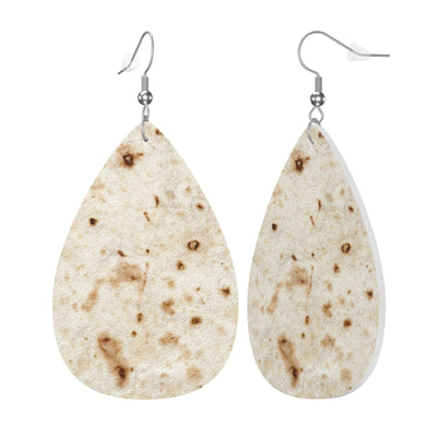 Giant Flour Tortilla Taco Earrings Dangle Earrings Double-Sided Leather Drop Teardrop Earrings Holiday Party Jewelry Gifts For Women