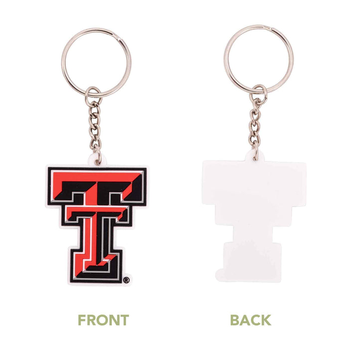 Desert Cactus Texas Tech University PVC Keychain TTU Red Raiders Bag Tag, Backpack, Car, Gift, Souvenir, Key Ring (PVC A)