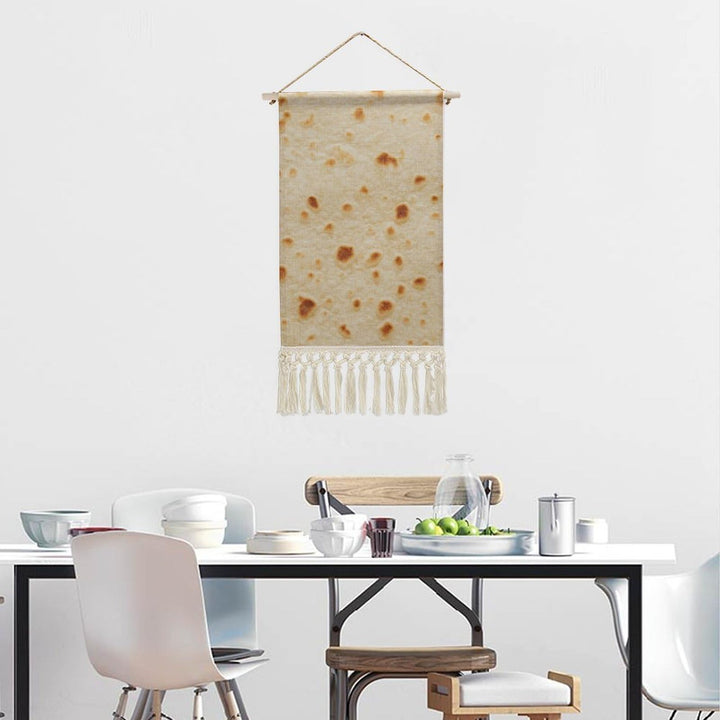 Wooden Hanging Poster,Tortilla Texture Cotton and Linen Wall Art Prints for Home Bedroom Dining Room Office Apartment Dorm Kids Room Decor