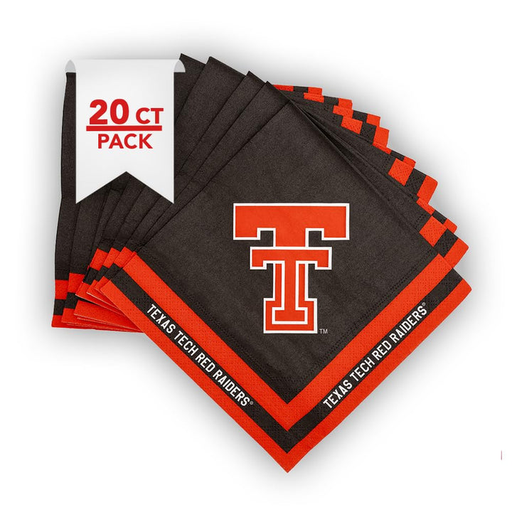 Desert Cactus Texas Tech University Disposable Napkins TTU Red Raiders 20 Count 2 Ply 13 inch Dinner Square for Tailgates, Graduation, Party and Game Day Tableware Decoration (Design A)