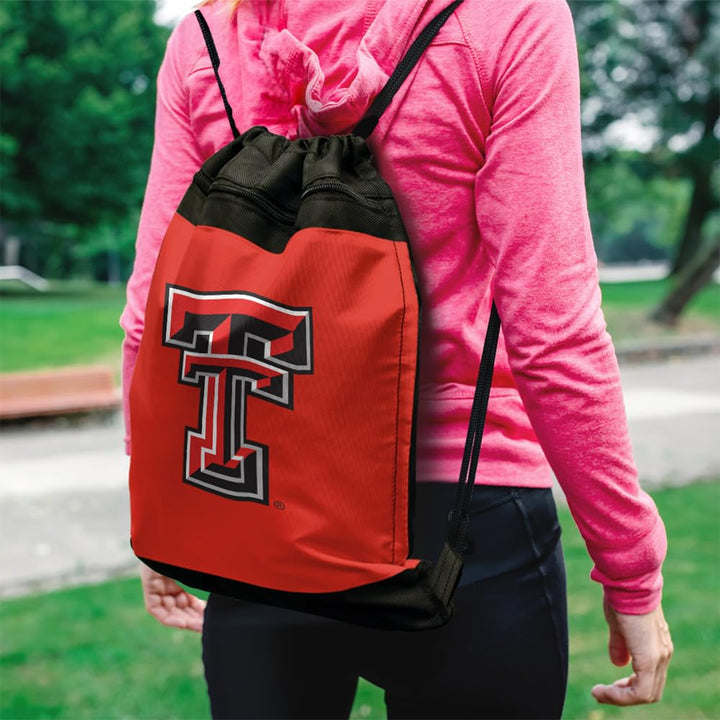 Campus Lab Texas Tech University Primary Logo Drawstring Backpack Sports Bag Sackpack, Perfect for Gym, Yoga, Practice or Travel