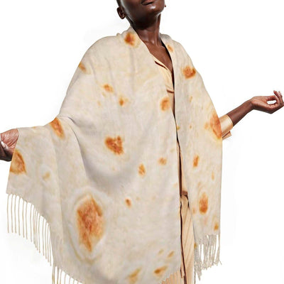 Burrito Tortilla Pattern Women's Autumn Winter Scarf Tassel Soft Warm Blanket Scarf Shawl 200x70cm