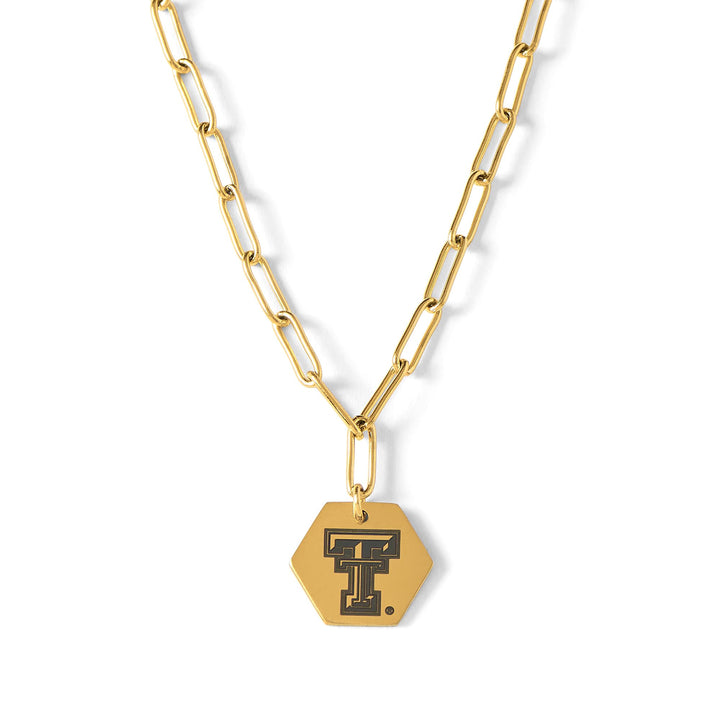 Sorority Shop Texas Tech University Paperclip Necklace - Paperclip Chain Necklace for Women, 18K Gold Paperclip Chain Necklace, Perfect University Gift, Tarnish-Proof