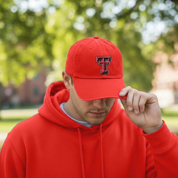 Desert Cactus Texas Tech University Baseball Hat TTU Red Raiders Brimmed Embroidered Hats Cap Adjustable Cloth Strap Adult (Style A1)