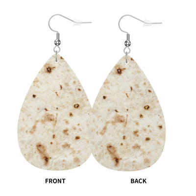 Giant Flour Tortilla Taco Earrings Dangle Earrings Double-Sided Leather Drop Teardrop Earrings Holiday Party Jewelry Gifts For Women