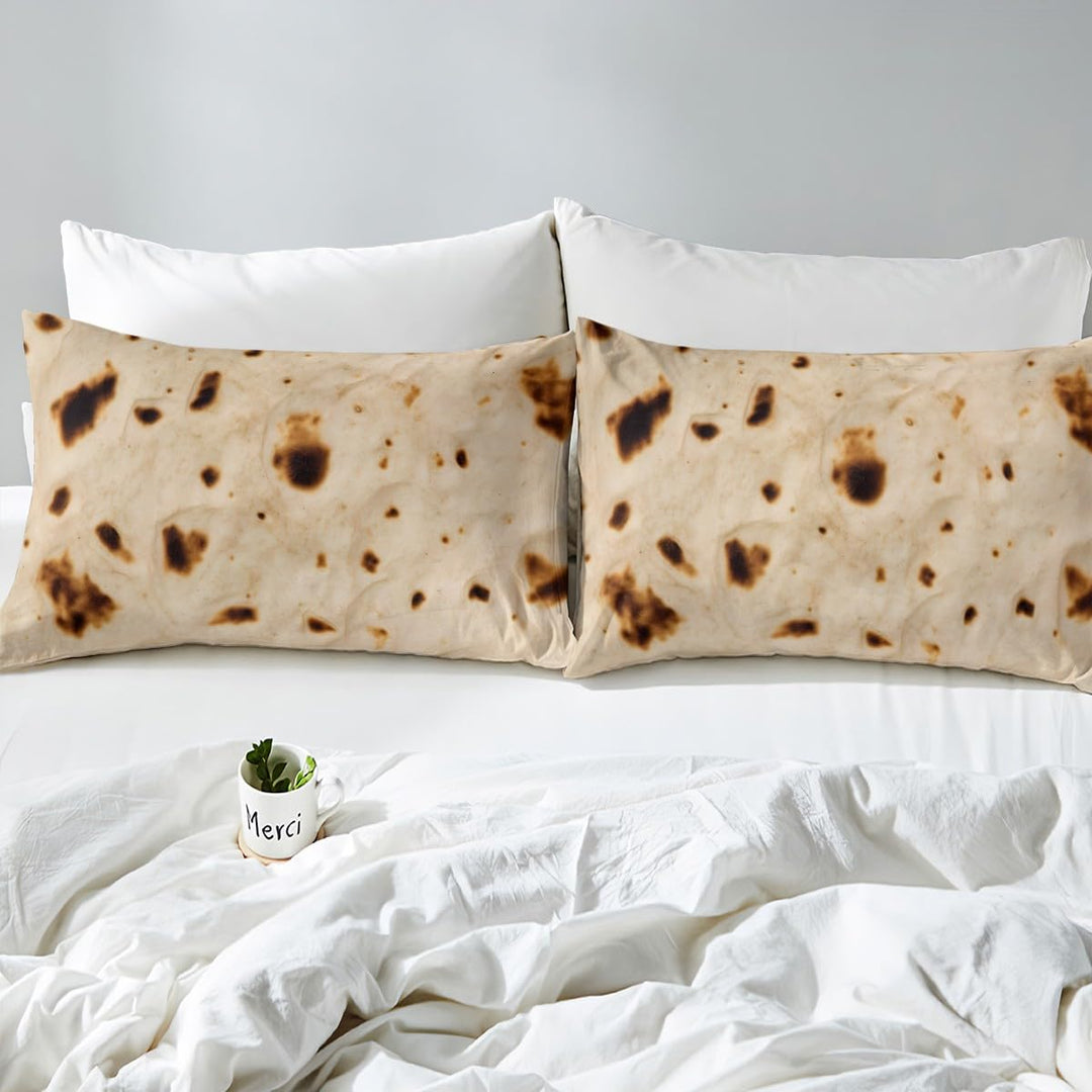 Tortillas Bed Sheet Set Fitted Sheet Taco Bedding Set for Boys Girls Kids Food Theme Bed Cover Twin Size with 1 Pillow Case