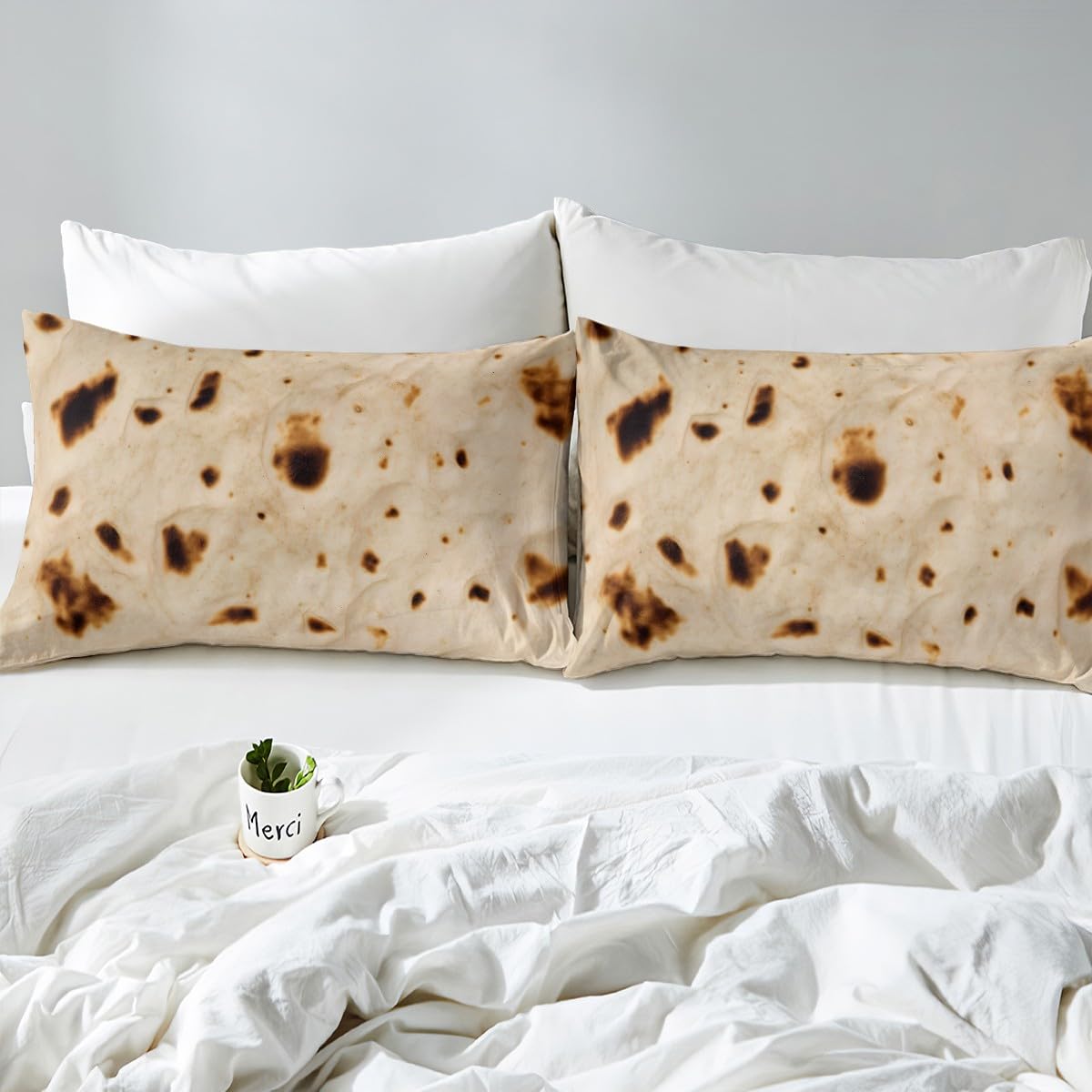 Burritos Tortillas Bed Sheet Set Giant Funny Realistic Food Fitted Sheet Taco Bedding Set for Boys Girls Kids Food Theme Bed Cover Twin Size with 1 Pillow Case