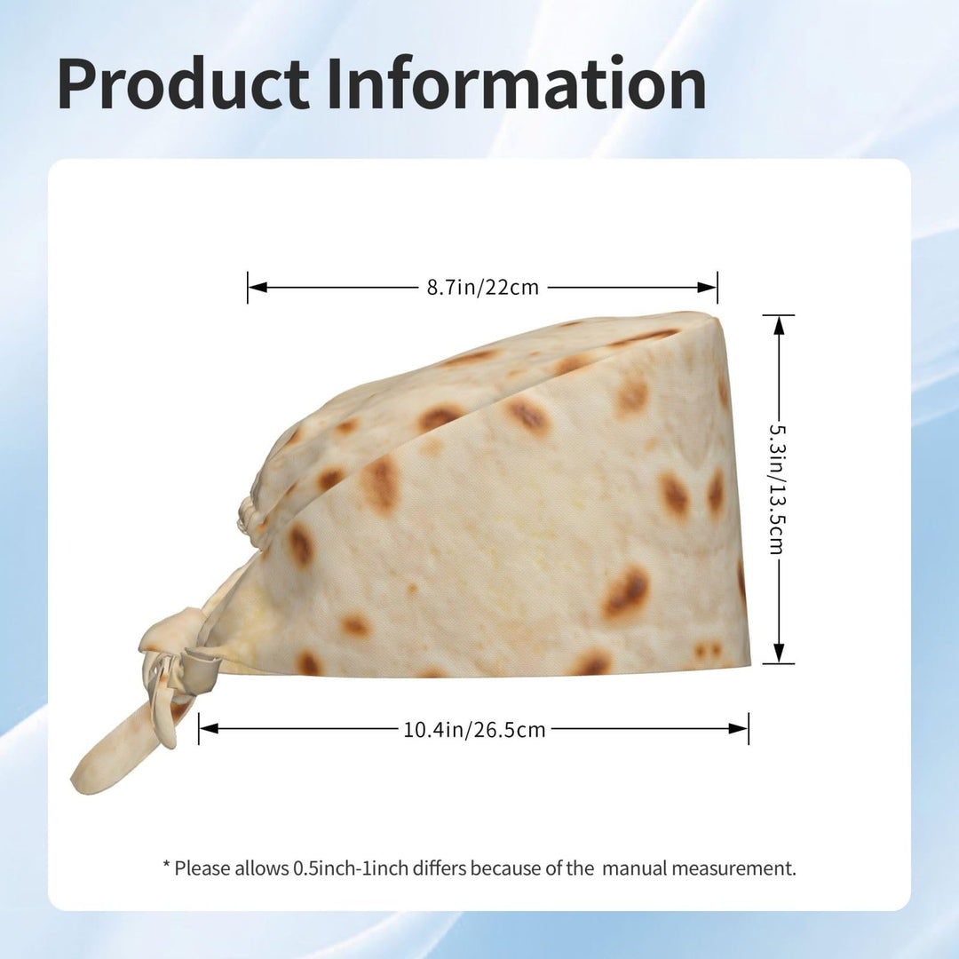 Pioyoku Tortilla 1 Pattern Breathable Work Cap, Adjustable Women&