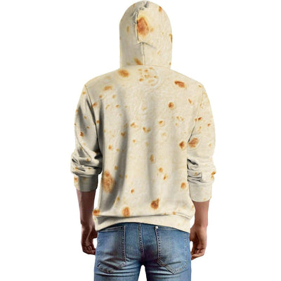 Burrito Tortilla Pattern Mens Casual Hooded Collar Drawstring Hoodies Pullover Long Sleeve Sweatshirts L