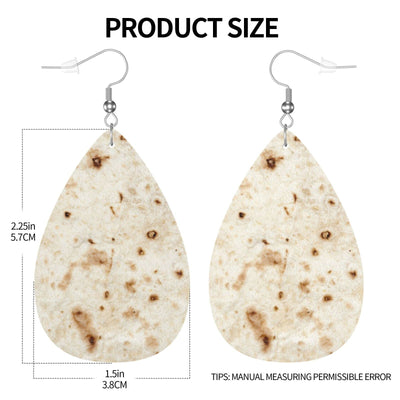 Giant Flour Tortilla Taco Earrings Dangle Earrings Double-Sided Leather Drop Teardrop Earrings Holiday Party Jewelry Gifts For Women