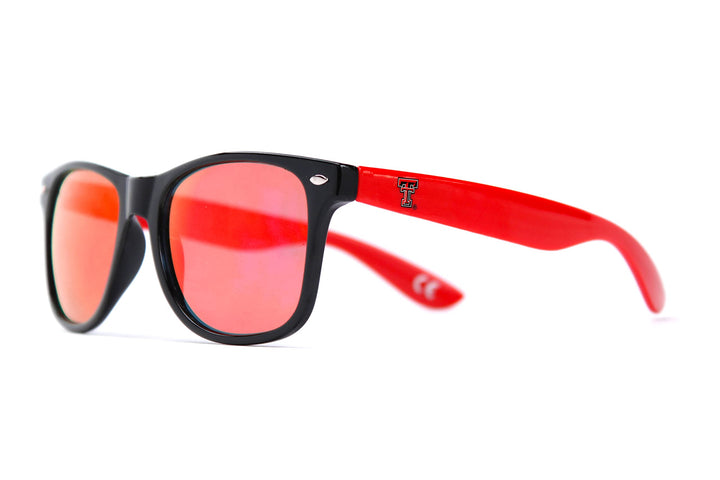 Society43 NCAA Texas Tech Red Raiders TEXTECH-3 Black Front Temple, Red Lenses Sunglasses, One Size, Black