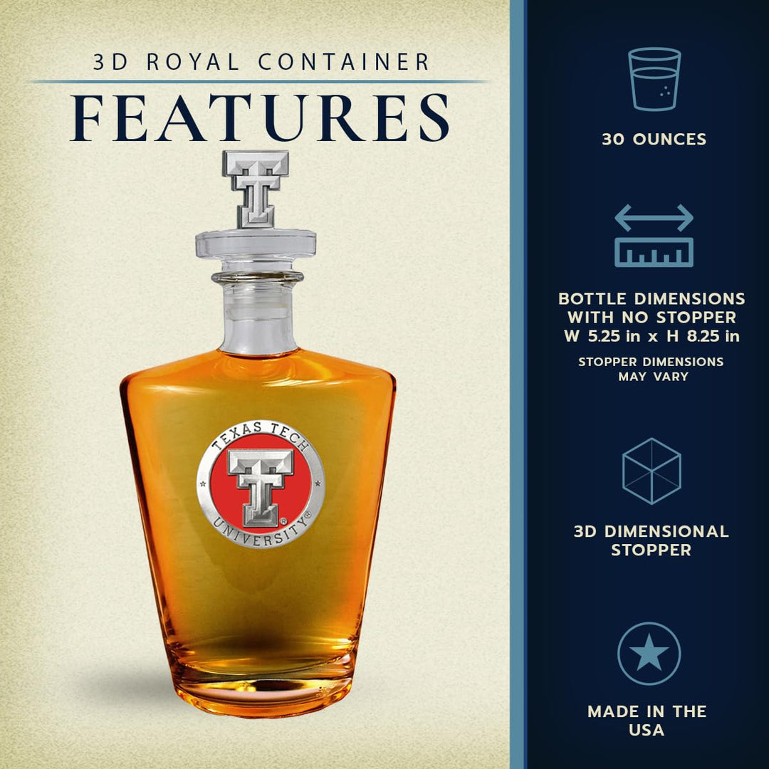 Texas Tech University Royal Decanter with 3D Stopper 30 OZ