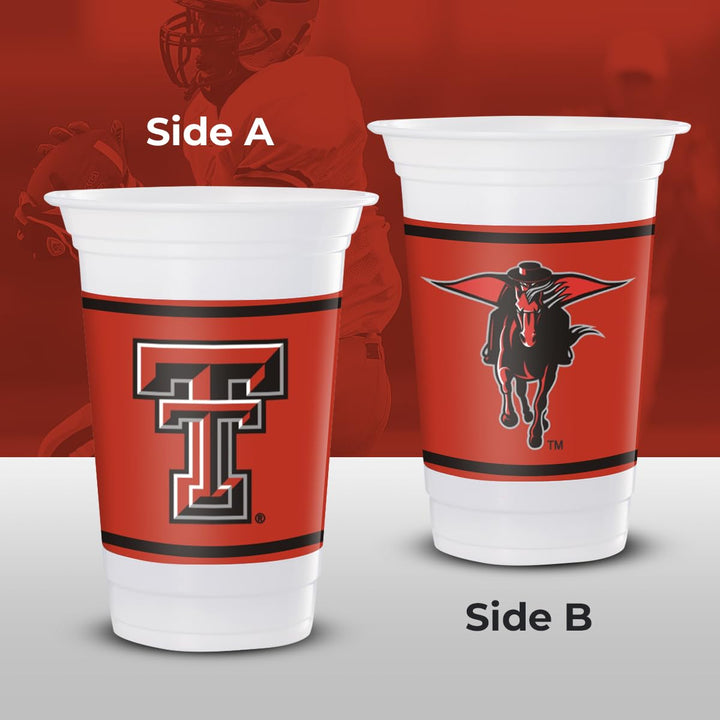 Westrick Texas Tech Red Raiders 16oz Plastic Cups, 16 Pack – Officially Licensed Texas Tech University Disposable Party Cups with Logo – Tailgating, Game Day, Graduation Parties &amp; Fan Celebrations