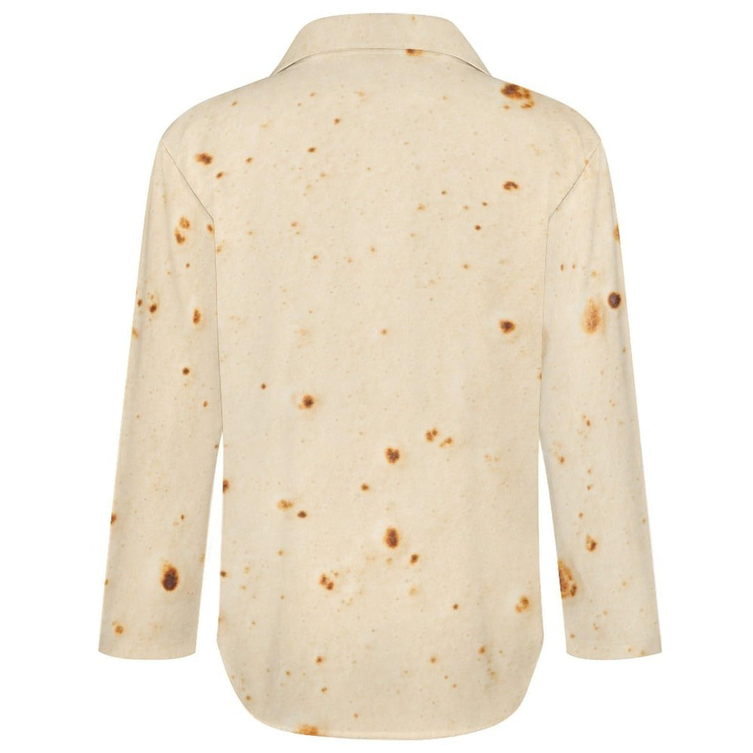 Yummy Tortilla Shirts for Women Casual Spring Summer Vacation Tops Novelty Design Long Sleeve Blouse M