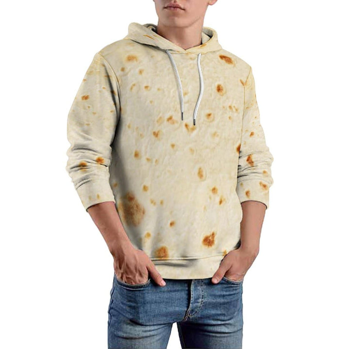 Tortilla Pattern Mens Casual Hooded Collar Drawstring Hoodies Pullover Long Sleeve Sweatshirts