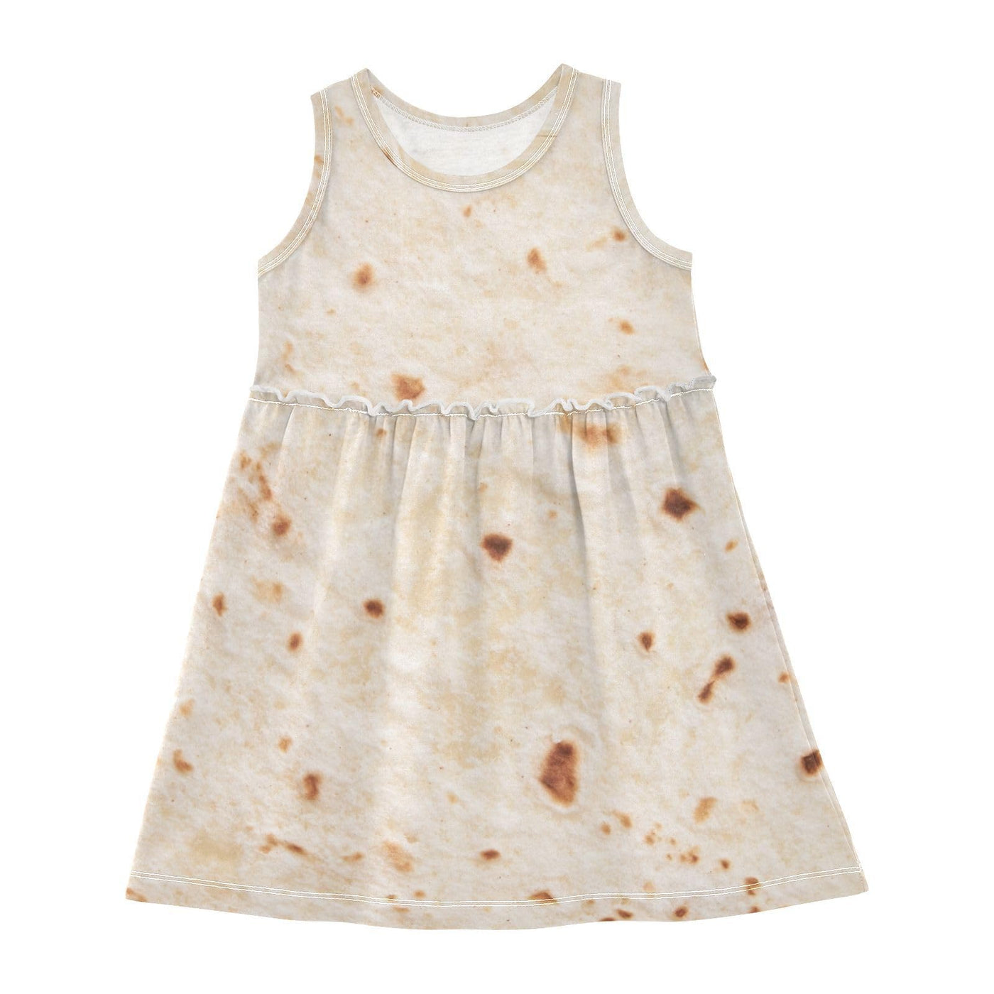 PBJCKAH Mexican Burrito Tortilla Retro Girls Casual Dress Cotton Summer Clothes for Kids 6Y