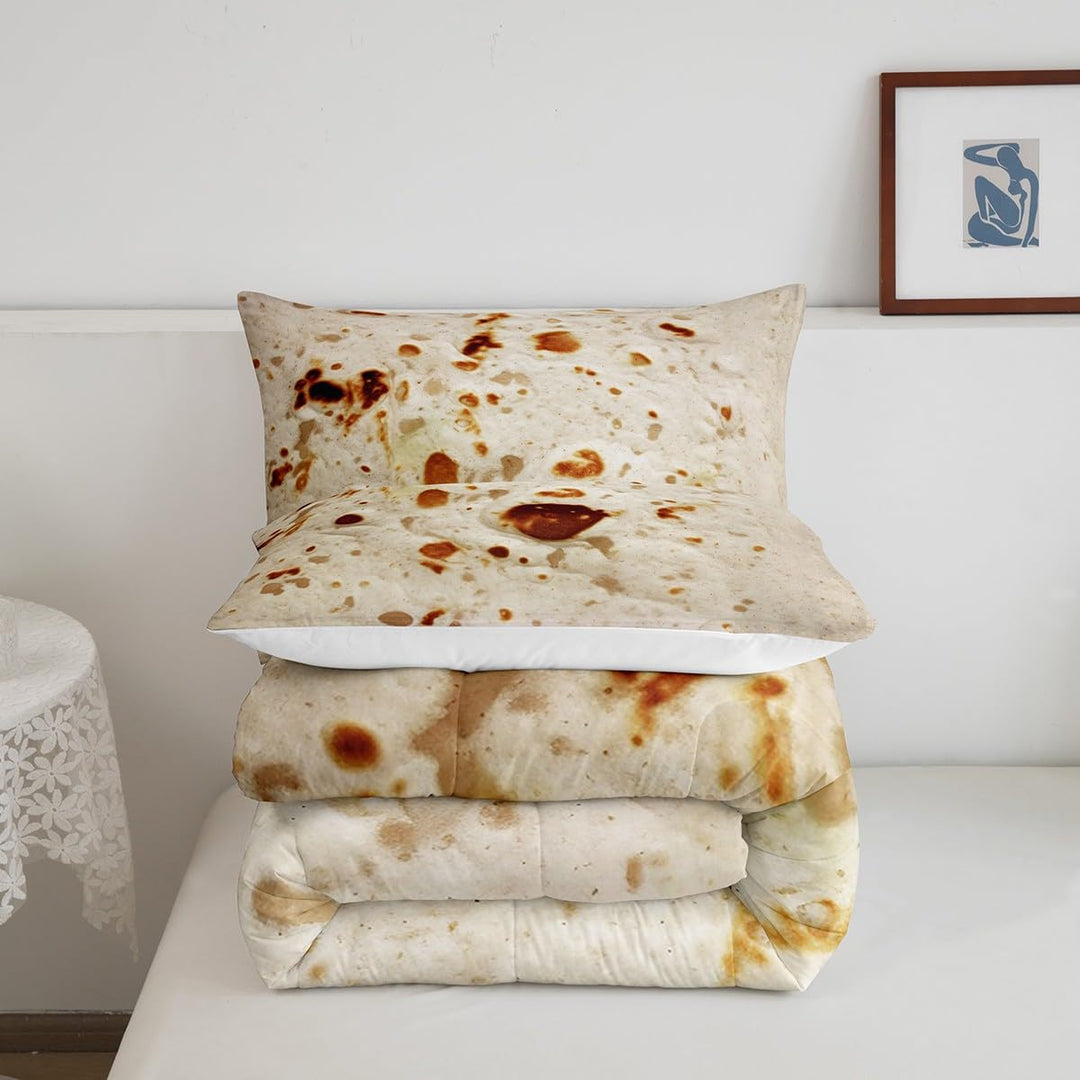 Tortilla Bedding Set for Adult and Kids Ultra Soft Giant Comforter Set Set Breathable Novelty Soft Flannel Taco Comforter Twin Size Quilted