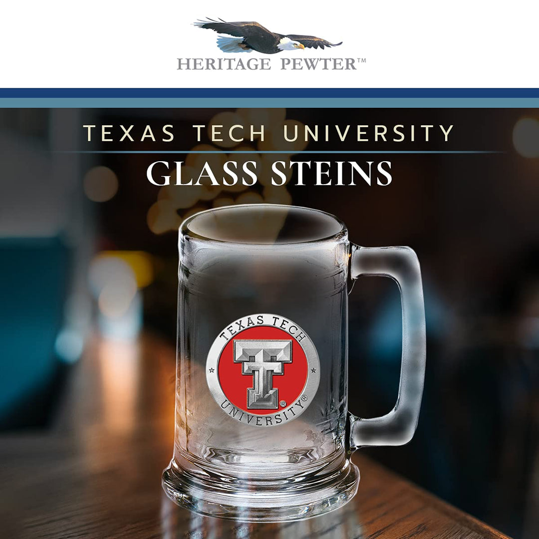 Heritage Pewter Texas Tech Beer Stein Glass | 15 Ounce German-Style Beer Glass