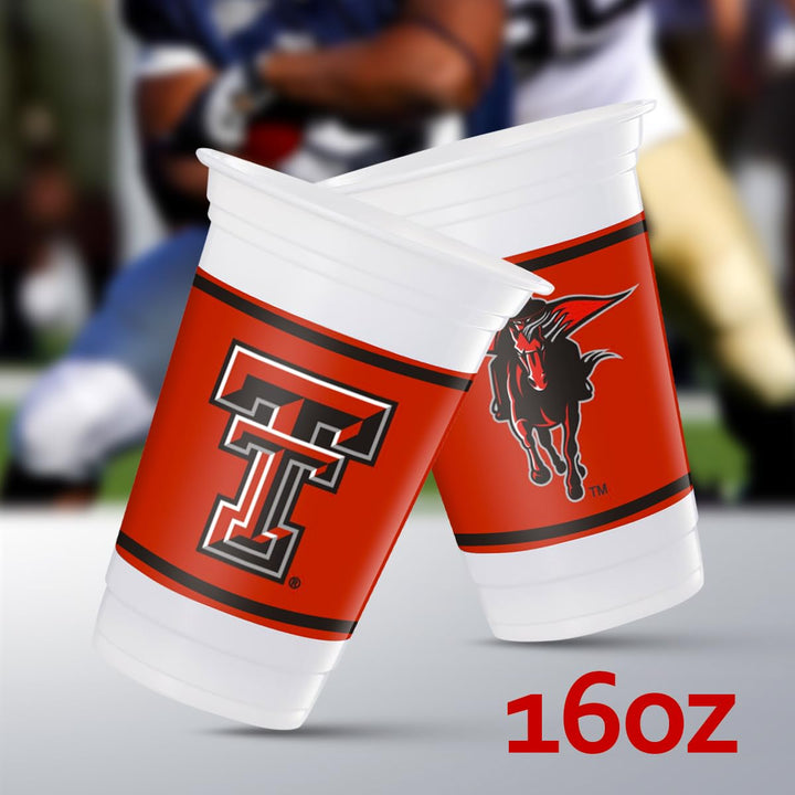 Westrick Texas Tech Red Raiders 16oz Plastic Cups, 16 Pack – Officially Licensed Texas Tech University Disposable Party Cups with Logo – Tailgating, Game Day, Graduation Parties &amp; Fan Celebrations