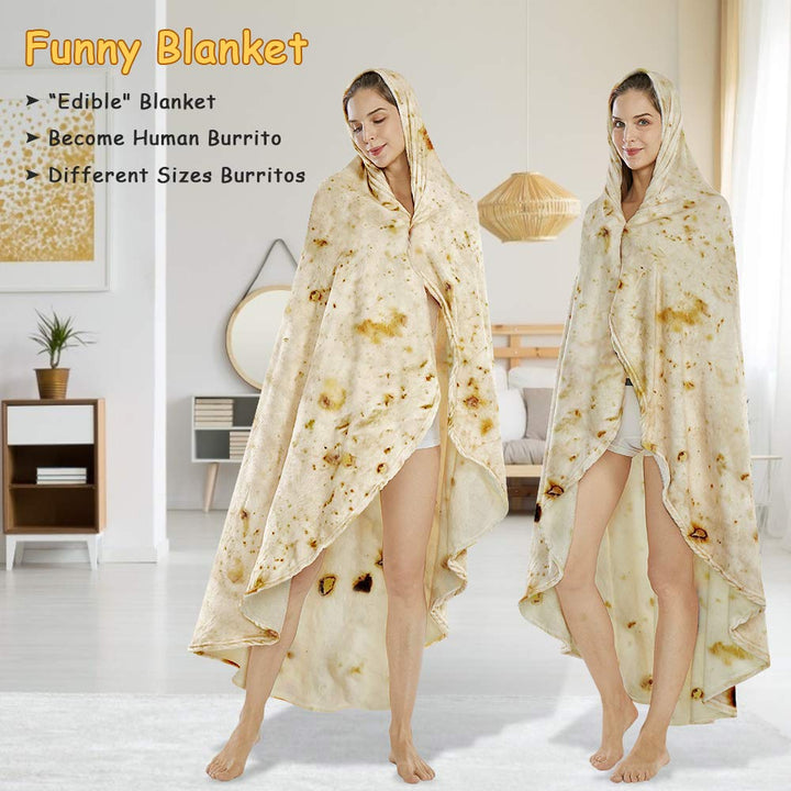 Tortilla Blanket, Wrap Blanket Double Sided, Round Giant Soft Blankets 47 inches