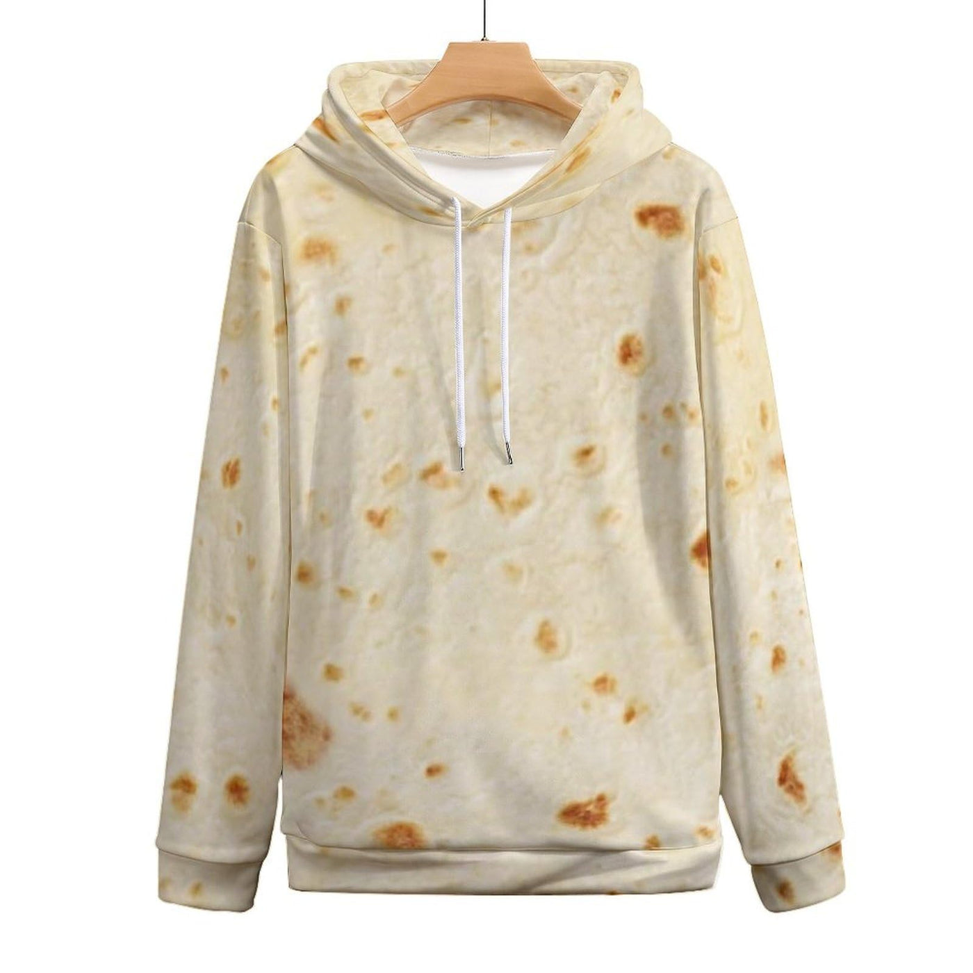 Burrito Tortilla Pattern Mens Casual Hooded Collar Drawstring Hoodies Pullover Long Sleeve Sweatshirts L