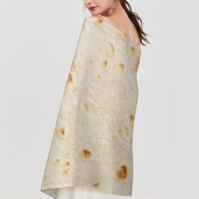 Burrito Tortilla Pattern Women's Autumn Winter Scarf Tassel Soft Warm Blanket Scarf Shawl 200x70cm