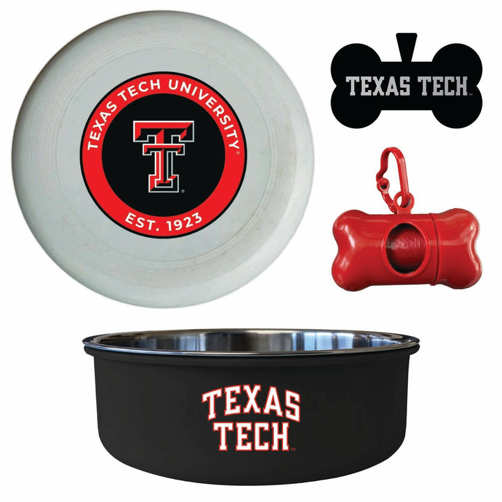 Texas Tech Red Raiders Officially Licensed College Pet Pack – Dog Tag, Bowl, Flying Disc &amp; Waste Bag