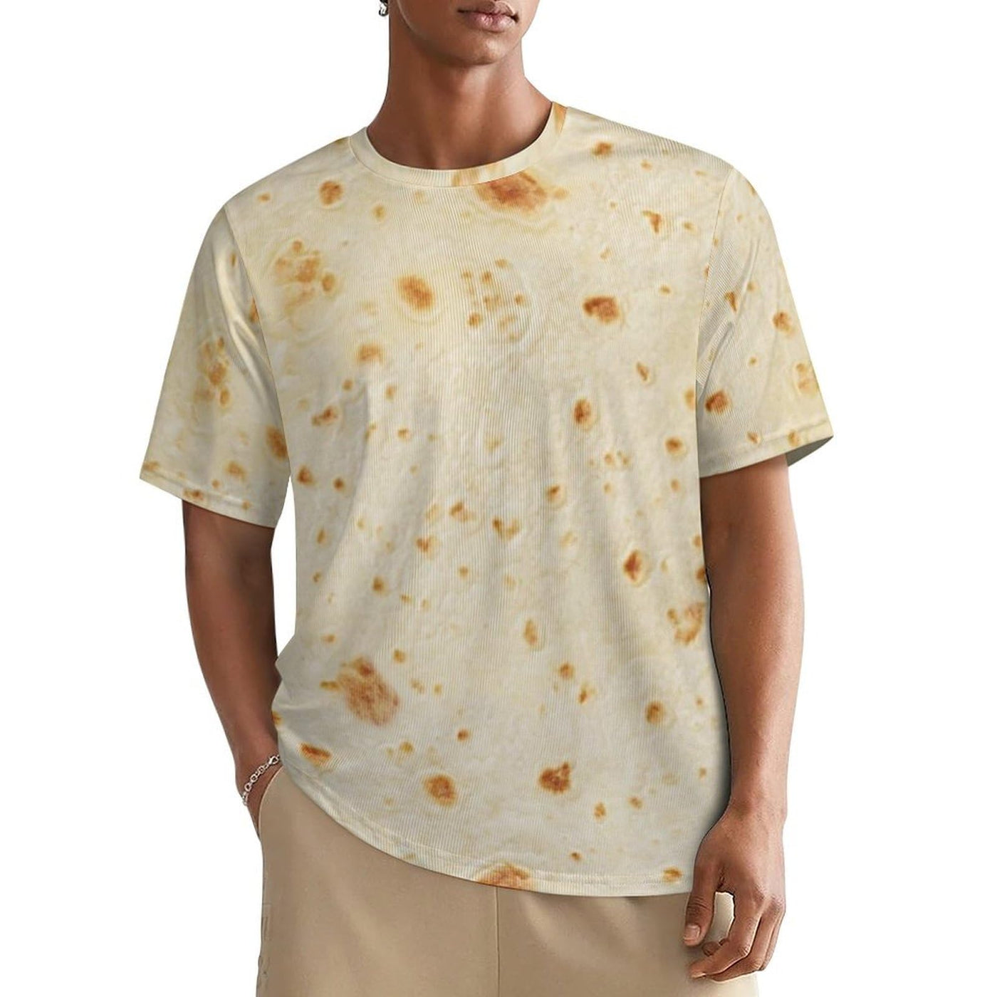 Burrito Tortilla Pattern Men's Short Sleeve Crew Neck T Shirt Summer Casual Classic Fashion XL