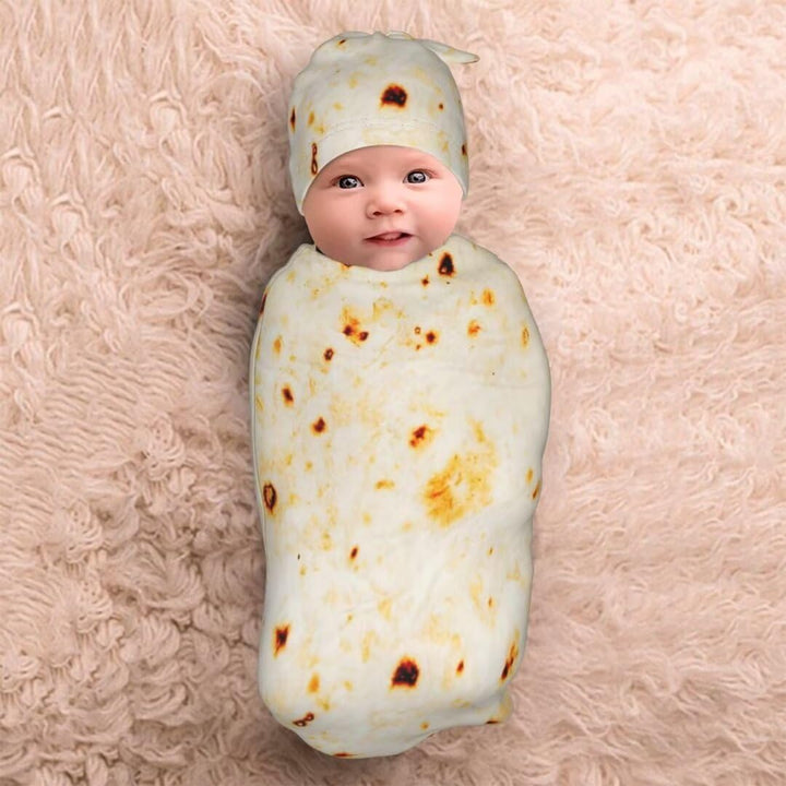 Newborn Swaddling Tortilla Blanket Beanie Hat Sets Soft Baby Receiving Soft Sleeping Bag New Born Sleep Sacks for Boys Girls