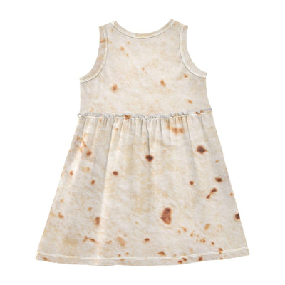 PBJCKAH Mexican Burrito Tortilla Retro Girls Casual Dress Cotton Summer Clothes for Kids 6Y