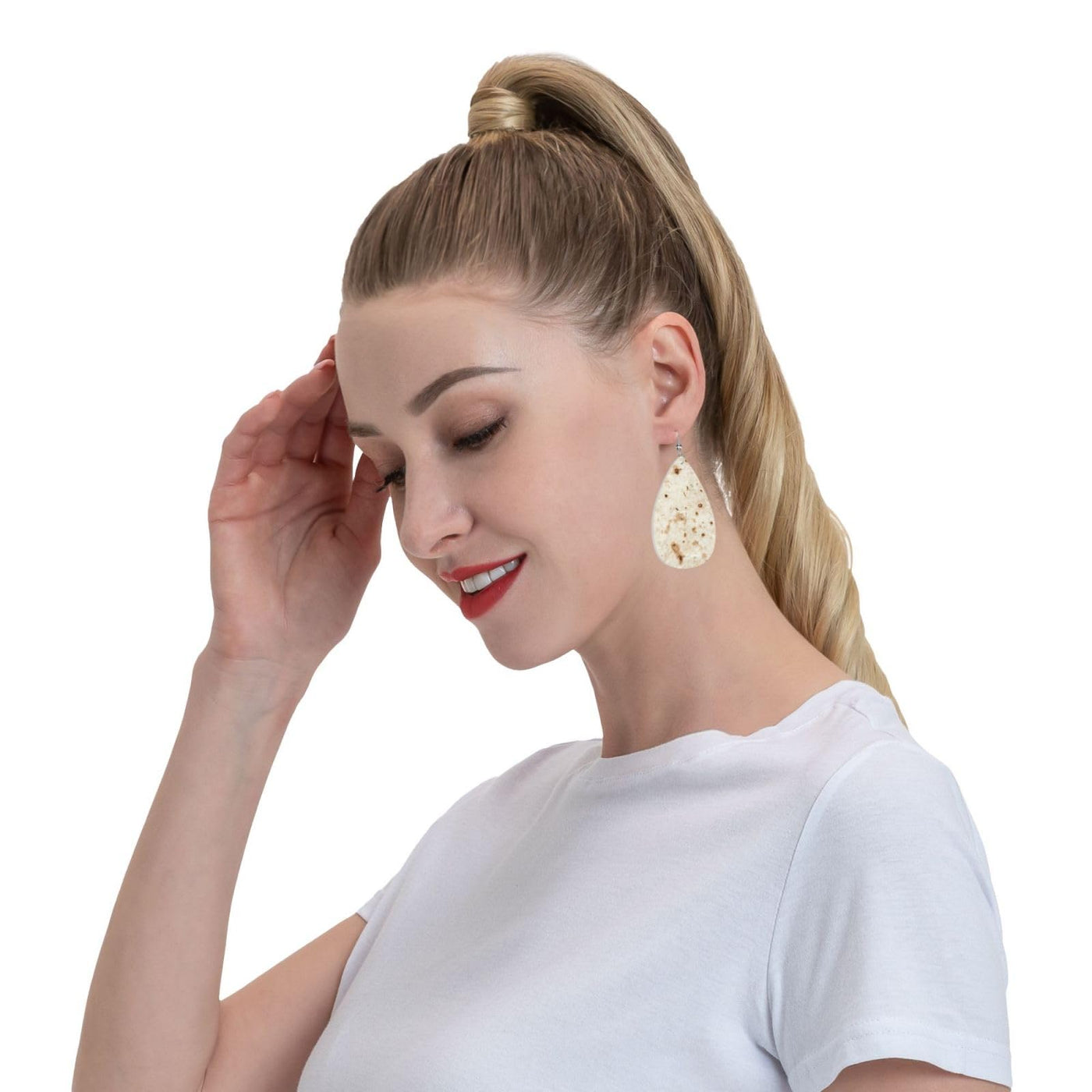 Giant Flour Tortilla Taco Earrings Dangle Earrings Double-Sided Leather Drop Teardrop Earrings Holiday Party Jewelry Gifts For Women