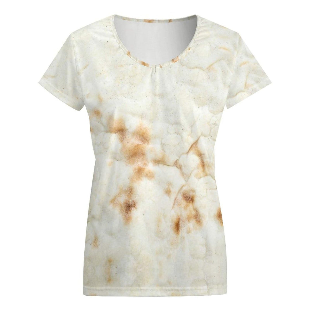 SDERDZSE Giant Flour Tortilla Taco Short Sleeve Shirts for Women Casual Tops Blouse Summer Vacation T Shirt L Black