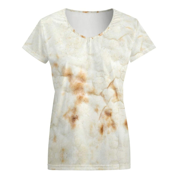 SDERDZSE Giant Flour Tortilla Taco Short Sleeve Shirts for Women Casual Tops Blouse Summer Vacation T Shirt M Black