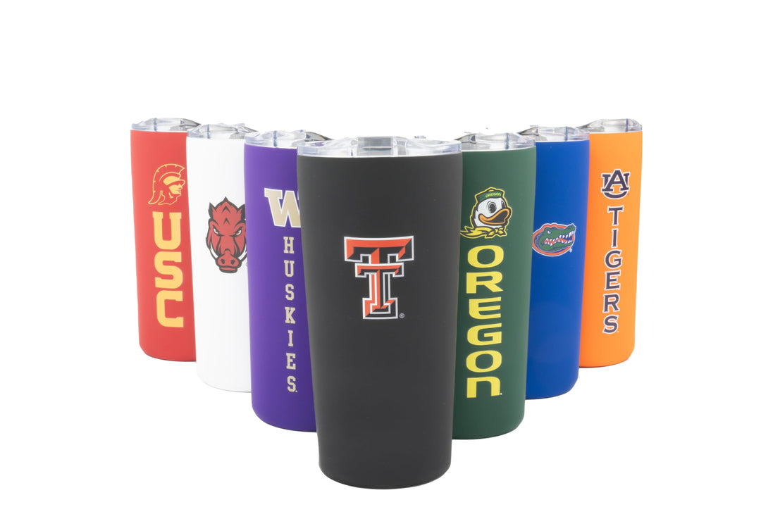 Decorvo Officially Licensed Collegiate Stainless Steel Tumbler - Double Walled Insulated Travel Tumbler with Slide Lid - 18 oz (TX Tech Logo - Black)