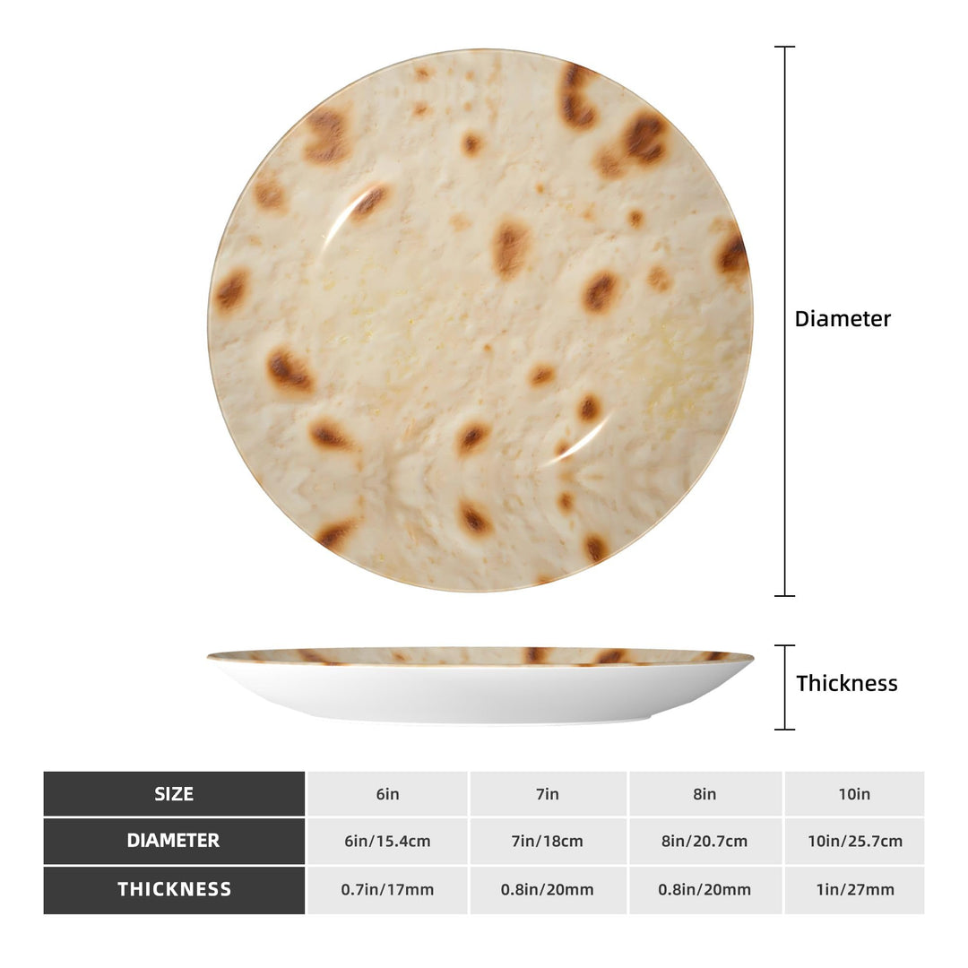 Tortilla Pattern Decorative Plates Ceramic Ornament Style Decorative Dish with Stand Art Porcelain Plate (6in)