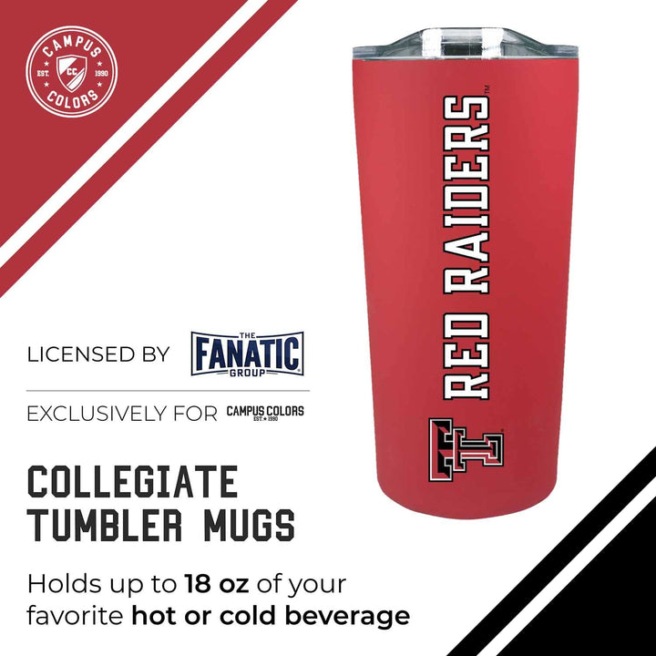 Campus Colors Texas Tech Red Raiders NCAA Tumbler - 18 oz Stainless Steel Double-Walled Insulated - Officially Licensed