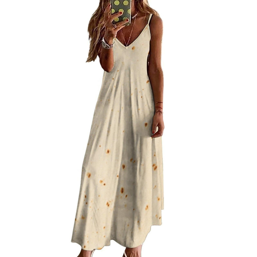 Tortilla Dresses for Women V Neck Strap Dress Sexy Sleeveless Maxi Dress Beach Clothes