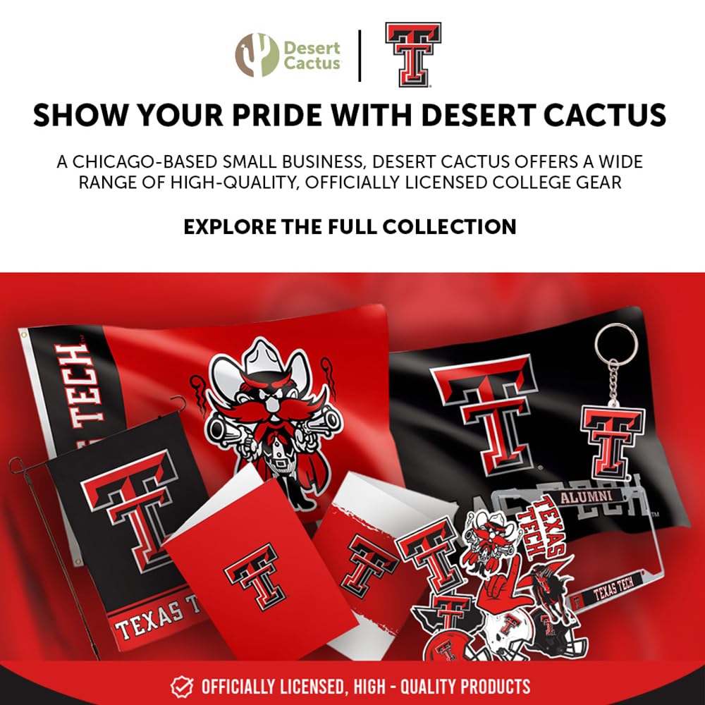 Desert Cactus Texas Tech University Disposable Napkins TTU Red Raiders 20 Count 2 Ply 13 inch Dinner Square for Tailgates, Graduation, Party and Game Day Tableware Decoration (Design A)