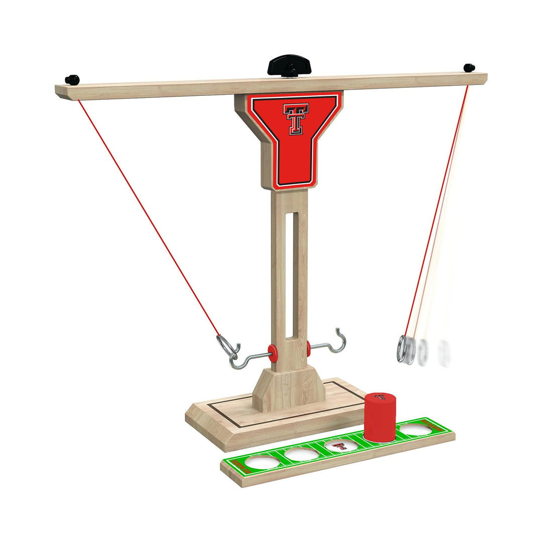 Wild Sports NCAA Texas Tech Red Raiders Wooden Ring Swing Battle - Head-to-Head Ring Toss Hook &amp; Ring Game for College Football Fans