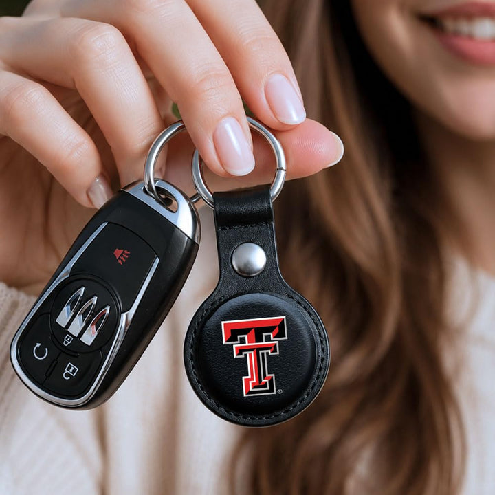 Guard Dog Collegiate Tag Holder with Key Chain Compatible with Apple AirTag - Texas Tech Red Raiders