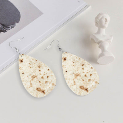 Giant Flour Tortilla Taco Earrings Dangle Earrings Double-Sided Leather Drop Teardrop Earrings Holiday Party Jewelry Gifts For Women