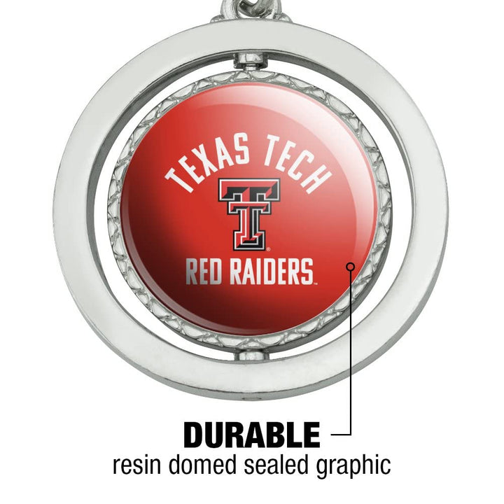 Texas Tech University Official Logo Keychain Spinning Round Chrome Plated Metal