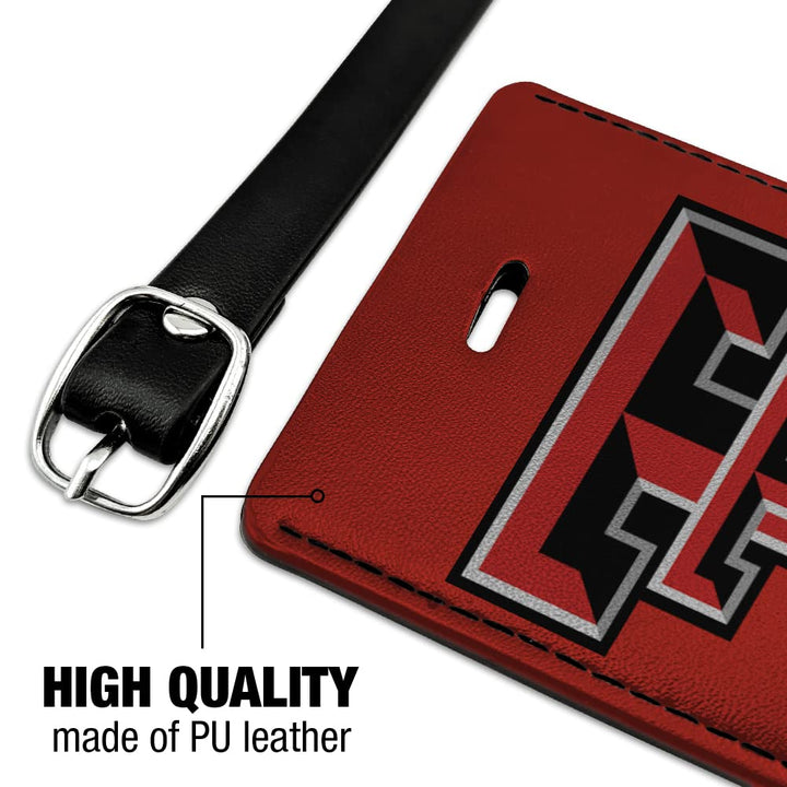 Texas Tech University Raiders Logo Rectangle Leather Luggage Card ID Tag