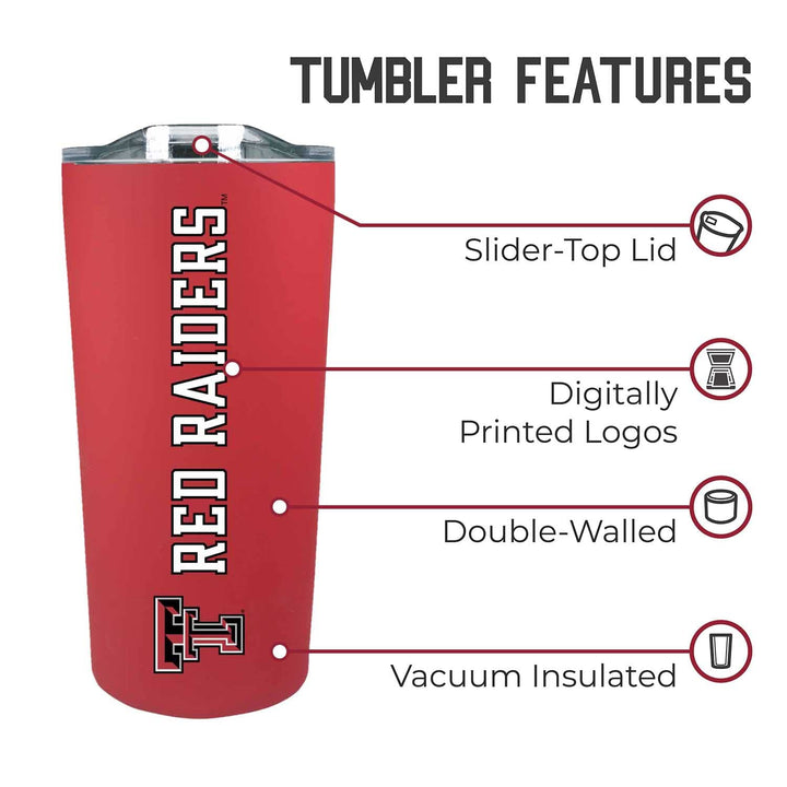 Campus Colors Texas Tech Red Raiders NCAA Tumbler - 18 oz Stainless Steel Double-Walled Insulated - Officially Licensed