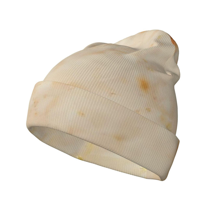 Tortilla Print Adult Knitted Beanie, Winter Cuffed Knit Hat Black