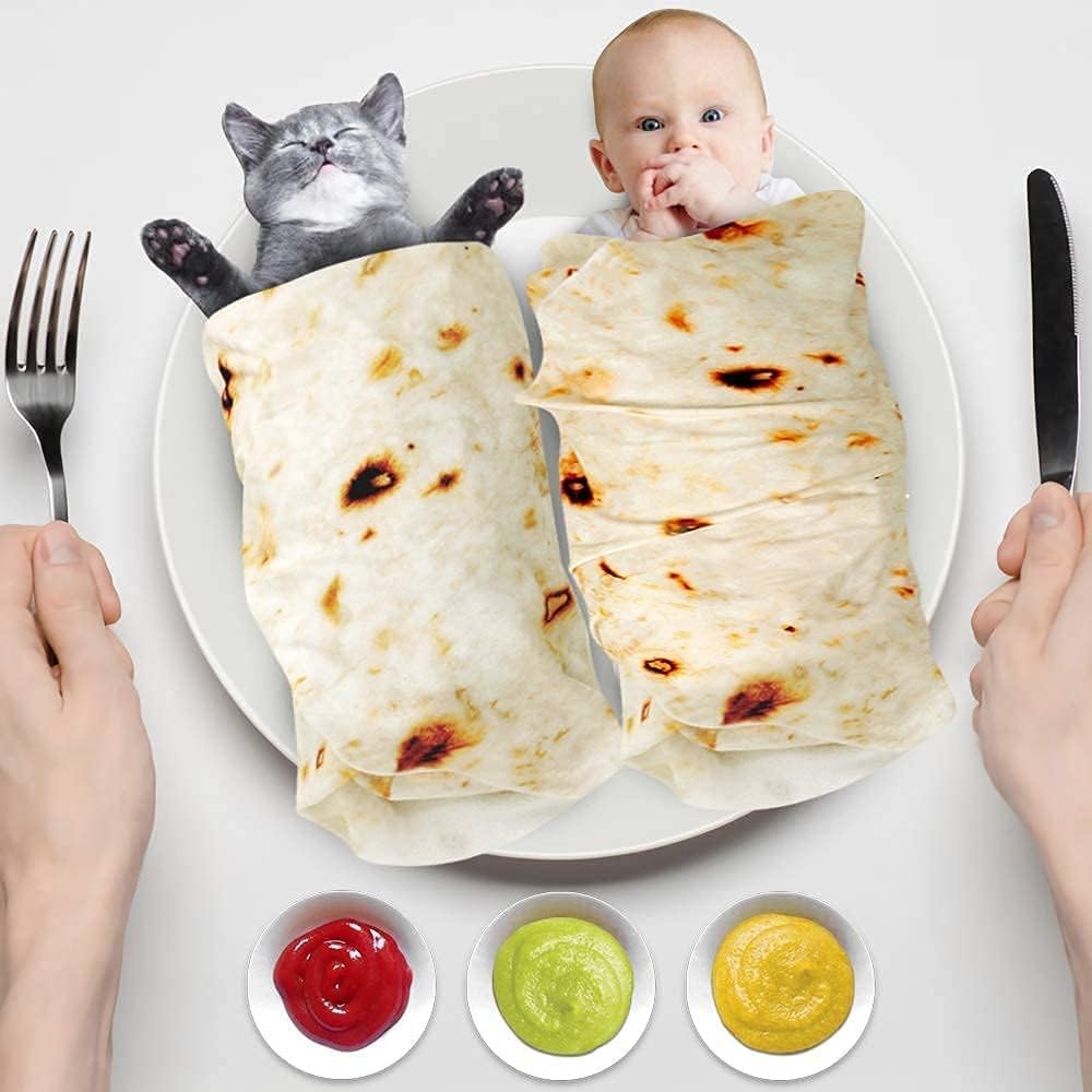 Baby Blanket, Tortilla Swaddle Blanket, for Newborn Toddler, 285 GSM Soft Flannel Wearable Wrap Gifts for Baby Shower First Christmas Boy Girl